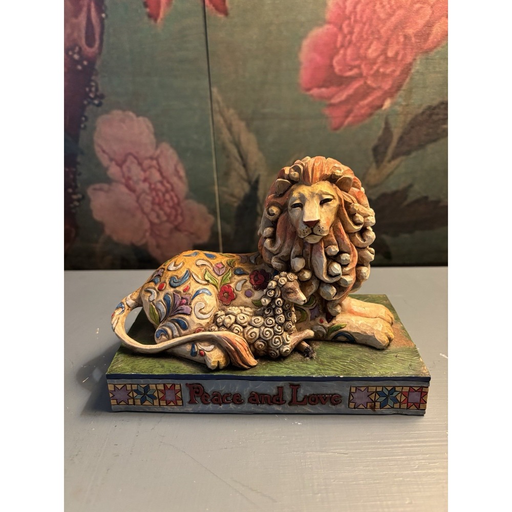 Jim Shore Heartwood Creek Peace and Love Lion Lamb Figurine Folk Art 2006